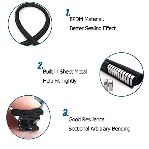 Rubber Edge Trim 23Ft Car Door Seal Strip with Side Bulb, Automotive Weather Stripping Edge Guard Universal Fit for Camper Van, Trucks, SUV, RV - size: Fit 1/16 Inch Edge (23Ft)