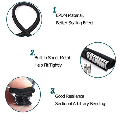 Rubber Edge Trim 23Ft Car Door Seal Strip with Side Bulb, Automotive Weather Stripping Edge Guard Universal Fit for Camper Van, Trucks, SUV, RV - size: Fit 1/16 Inch Edge (23Ft)