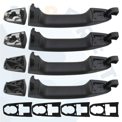 APPERFiT Door Handles w/Gaskets Set - Exterior (Smooth Black) Paint to Match Compatible with 2014-2020 Chevy Chevrolet Silverado Suburban Tahoe, GMC Sierra Yukon 13583889 - color: Black- Paint to Match