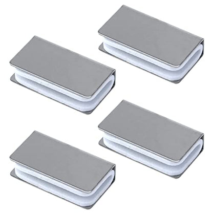 4 Pack Glass Clip Silver Strikes Plate Magnetic Rectangular Touch Clamps Glass Cabinet Latch Replacement Parts for Cabinet, Glass Door, Wardrobe - color: Silver