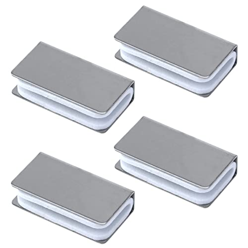 4 Pack Glass Clip Silver Strikes Plate Magnetic Rectangular Touch Clamps Glass Cabinet Latch Replacement Parts for Cabinet, Glass Door, Wardrobe - color: Silver
