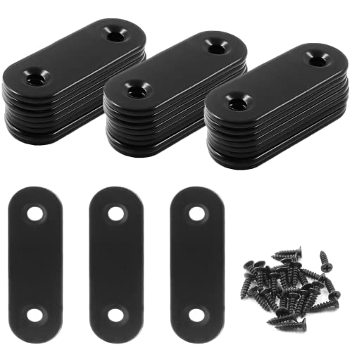 Jiozermi 24 Pcs Straight Brace, Flat Brace 2” x 0.6”, Stainless Steel Straight Bracket, Mending Joining Plates for Wood, Board, Bed Frame, Furniture & Shelves, Matte Black - size: Black, 2” x 0.6”, 24 pcs