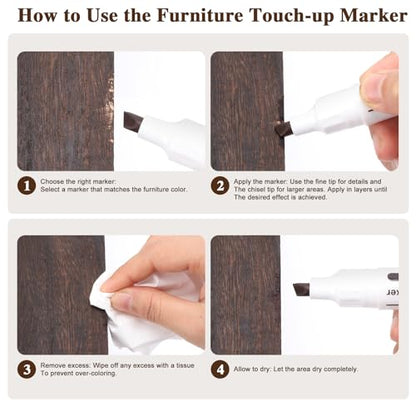 Dual Tip Furniture Markers Touch Up,Upgrade 13 Pcs Wood Markers Furniture Repair Kit,Touch Up Paint Pen and Wood Filler Putty Stick with Sharpener Kit,for Wood Stain Remover,Wood Floor Scratch Repair