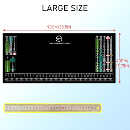 Workbench Mat, 35.5" X 16" DIY Silicone Rubber Large Work Bench Table Hobby Neoprene Tool Mat Pad Ruler Set with SAE/Metric Ruler Standard Metric Conversion Charts