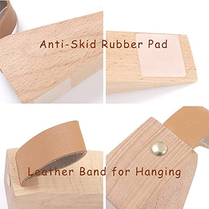 Large Wooden Door Stopper Non-Slip Security Wood Door Wedge with Leather Strap for Hanging Door Stopper 1Pack, in House Bedroom Office Living Room Hotel Cabin (Large) - style: Large (1pc)
