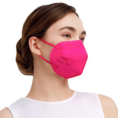 SAROULU 5-Layer Breathable Disposable KN95 Face Masks Respirator Cup Dust Safety Protection Mask - color: Hot Pink-40
