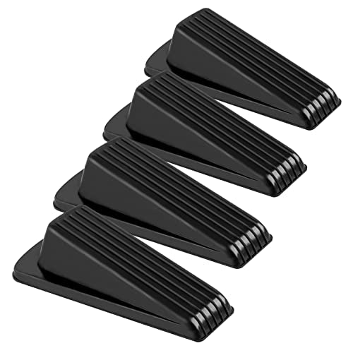 4 Pack Door Stoppers, Rubber for Bottom of Door, Rubber Door Stopper Wedge, Sturdy Stackable Door Stops for Floor - color: Black, size: 4pack