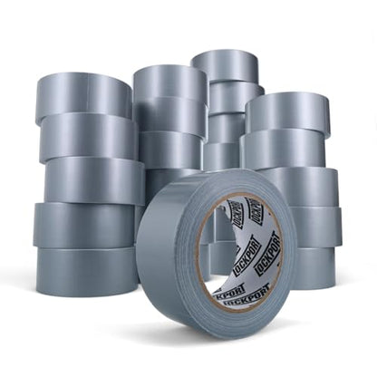 Lockport Bulk Silver Duct Tape - 24 Roll Multi Pack - 30 Yards x 2 Inch - Duct Tape Heavy Duty Waterproof - Bulk Pack for B2B, Home Use, DIY, Repairs and Packing Tape - size: 24-Pack (30 Yards x 2 Inch)