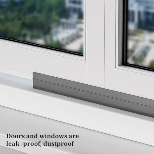 Window Sealing Strip, Self Adhesive Weather Stripping, Silicone Door Bottom Seal Strip Tape for Gaps of House Glass Shower Window and Door Weatherproof Soundproof, Transparent (5m 45mm Black) - size: 5m 45mm Black