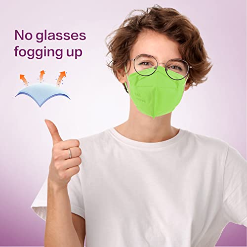Miuphro KN95 Face Mask, 5-Layer Design Cup Dust Safety KN95 Masks 25 Pack, Green - color: Green