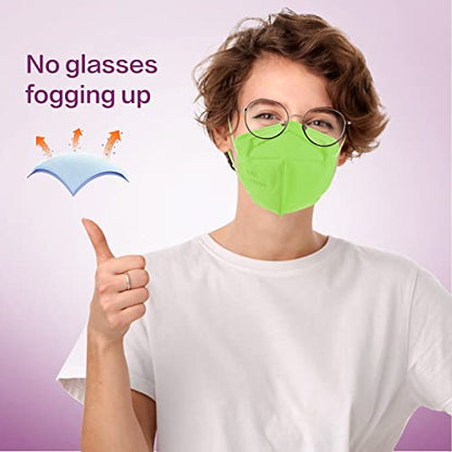 Miuphro KN95 Face Mask, 5-Layer Design Cup Dust Safety KN95 Masks 25 Pack, Green - color: Green