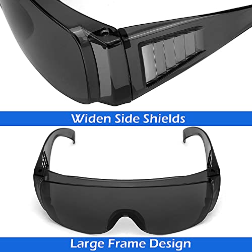 OXG Safety Glasses Over Eyeglasses Anti-Fog, ANSI Z87.1 Safety Goggles Eye Protection Glasses for Men and Women - color: Black-6 Pack