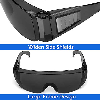 OXG Safety Glasses Over Eyeglasses Anti-Fog, ANSI Z87.1 Safety Goggles Eye Protection Glasses for Men and Women - color: Black-6 Pack