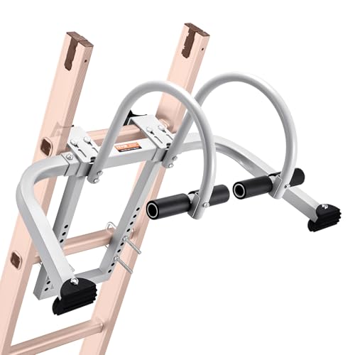 VEVOR Ladder Stabilizer, 2 in 1 Extension Wall Ladder Standoff Hook, Roof Ridge Ladder Accessories Both Horizontally and Vertically, Heavy-Duty Steel Rubber Grip T-Bar, Quick Access to Steep Roofs - size: KH-WD03