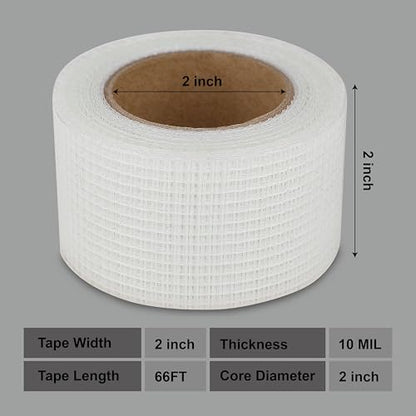 Drywall Joint Repair Tape Self Adhesive Fiberglass Wall Repair Tape Drywall Mesh Tape 2 Inch x 66 Feet Self Adhesive Fiberglass Wall Crack and Seam Patch - size: 2 in x 66 Ft