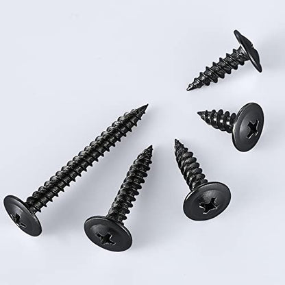 Wensilon(95 pcs)#8 Black Truss Head Wood Screws Quick Metal Self Tapping Zinc Oxide with Drywall Plastic Anchors Assortment Kit - size: Black Phillips Truss Head Wood Screws