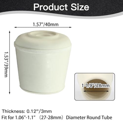 8pcs 1-1/8 Inch Round Chair Leg Tips Caps, Non-Slip Rubber Chair Leg Floor Protectors, White Furniture Leg Caps Fit for 1.06"-1.1" (27-28mm) Diameter Round Feet - size: 1-1/8 Inch-White
