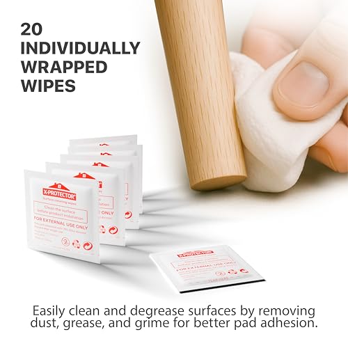 X-Protector Furniture Pads Preparation Set - Includes Metal File, Microfiber Cloth & 20 Cleaning Wipes - Furniture Surface Prep Kit for Easy Installation of Furniture Pads! - size: Prep Set