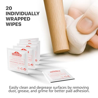 X-Protector Furniture Pads Preparation Set - Includes Metal File, Microfiber Cloth & 20 Cleaning Wipes - Furniture Surface Prep Kit for Easy Installation of Furniture Pads! - size: Prep Set