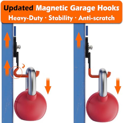 MUTUACTOR Updated Strong Magnetic Hooks Heavy Duty,20lbs Anti-Scratch Powerful Garage Magnet Hook,2PCS Anti-Slip Magnetic Tool Hooks for Organizing Cordless Impact Drivers Garden Shovel Tool Box - style: Updated 2.6in Magnet M Red Hooks 2PCS