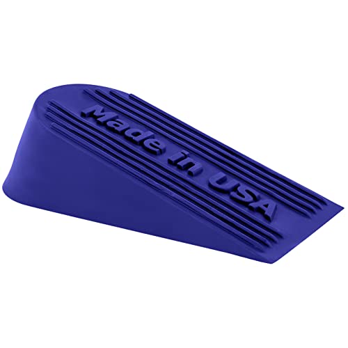 Large Rubber Door Stopper Made in USA - Door Stop Wedge for Carpet, Tile, or Concrete Floor, Door stoppers for Bottom of Door -Heavy Duty for Commercial & Home Use - 6.5 x 2.75 x 1.9 Inches - Blue - color: Blue