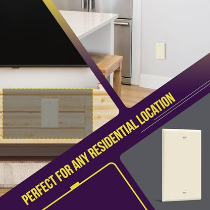 ENERLITES Blank Device Wall Plate, Gloss Finish, Standard Size 1-Gang 4.50" x 2.76", Polycarbonate Thermoplastic, 8801-LA, Light Almond - color: Light Almond, size: With Screws