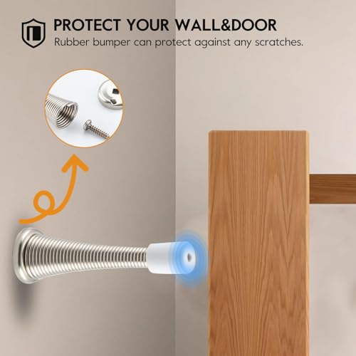 HOME MASTER HARDWARE 12 Pack Spring Door Stops, 3 Inch Wall Mounted Spring Doorstop, with Rubber Bumper, Satin Nickel - color: ‎Satin Nickel