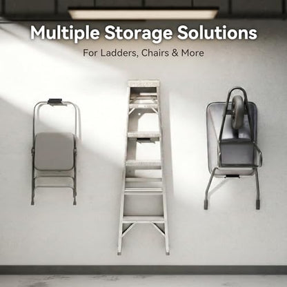 niffgaff Ladder Hooks for Garage Wall, 1 Pack Heavy Duty Wall Mount Storage Hanger for Ladders, Chairs & Patio Furniture, Fits Step & Extension Ladders, Garage Organization - size: 1 Pack