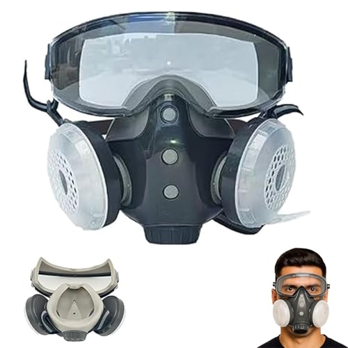 Dust Proof Integrated Respirator Mask with Filters & Goggles,Dust-Proof Respirator for Painting, Woodworking, Construction - color: 2pcs