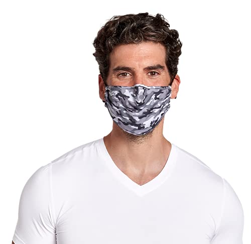 Tommie Copper Community Wear Face Masks I Double Lined, Copper Infused, Ear Straps & Nose Wire, Face Covering (Pack of 2) - style: Black & Grey Camo