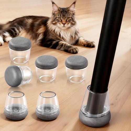 Chair Leg Floor Protectors for Hardwood Floors – Smooth Nylon Base Won’t Trap Cat or Dog Hair, Clear Silicone Caps No Scratch & Silent on Carpet & Tile (16 Pack, Fits 1/2" to 3/4") - color: Clear-16pcs, size: Round Small