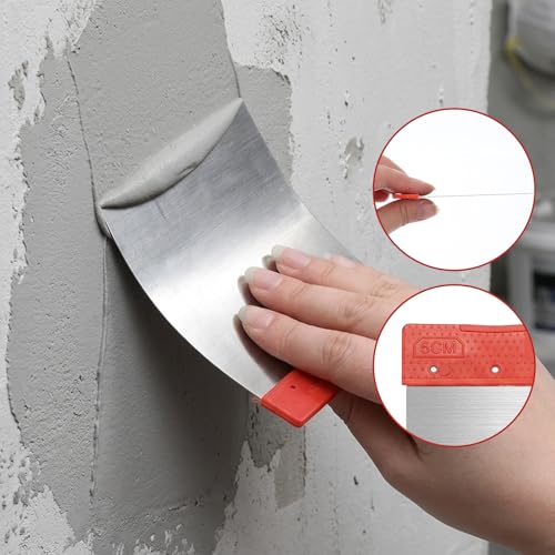 4Pcs Stainless Steel Body Filler Spreader, Metal Putty Knife 4 Sizes Multipurpose Automotive Scraper Repair Tool for Applying Glaze, Plaster, Cement, Paint and Wall Decoration Hand Tools