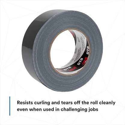 3M DT8 Industrial Strength Multi-Use Duct Tape, Black, 1.88in x 60 yd x 8 mil Thickness – Professional Grade Adhesive, 1 Pack - color: Black, size: 1 Roll
