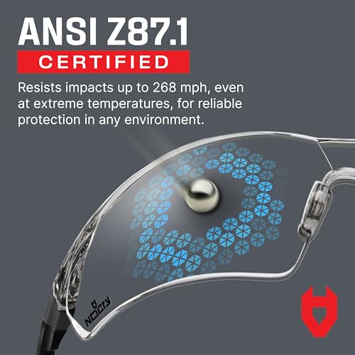 NoCry Clear Shooting Glasses for Men with Anti-Fog and Scratch Resistant Wraparound Lenses — ANSI Z87 Protective Eyewear with Adjustable Temples & Nose Pad — 100% UV Eye Protection - color: Black & Black