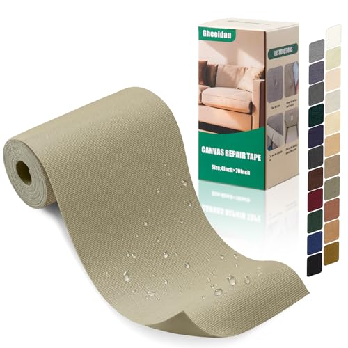 Gheeidau Canvas Repair Tape 4×70 Inch Waterproof Self-Adhesive Fabric Repair Patch for Repairing Boat Covers,Tents,Patio Umbrellas,Car Seats,Luggage,Sofas.(Khaki) - color: Khaki