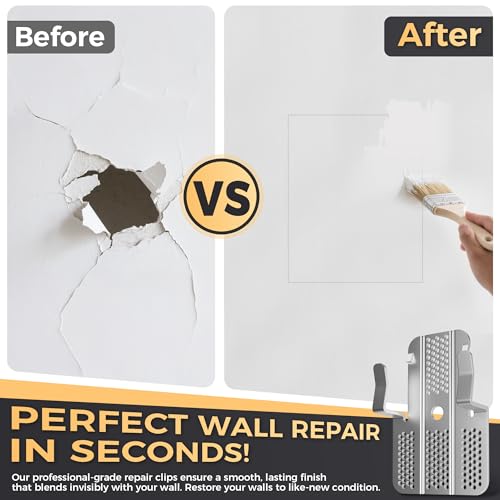 32 Pack Drywall Repair Clips,Easy Install Drywall Clip 1/2 Inch,Professional Hole Repair Patch Kit for Wall and Sheetrock, Strong Metal Backing Clips with Screws for Home Improvement - color: Silver-32