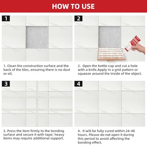 Globalcom Heavy Duty Construction Adhesive, Tile and Stone Marble Granite Wood Floor Adhesive, Gap Filling and Waterproof - 5.3 oz White
