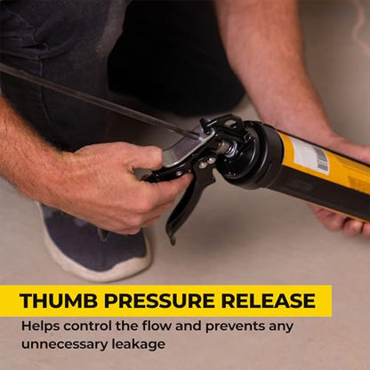 AWF PRO Heavy Duty Caulk Gun, 18:1 Thrust Ratio, Steel Frame Construction, Rotating Barrel, Ladder Hook, Puncture Tool & No Drip Pressure Release Tab, 10 oz Caulking Gun - size: 10 Oz Caulking Gun, style: Pack of 1