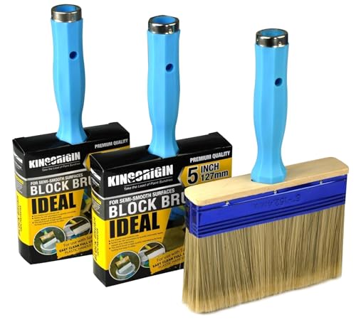 Deck Stain Brush, 3 Pack Thick Paint Brushes (4", 5", 6") for Faster Coverage, Compatible with Most Extension Poles, Stain Brushes for Wood, Deck, Walls, Fence and House - color: Blue, 4", 5", 6"