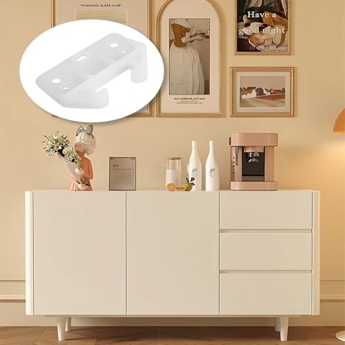 4 Pack White Drawer Rail Brackets Plastic Drawer Slides Guides with 12 Screws Dresser Drawer Slides Drawer Replacement Furniture Parts for Hutches, Drawer Systems and Dressers