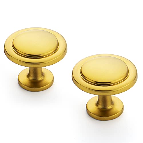 Ravinte 3 Pack 1-1/4 Inch Kitchen Cabinet Knobs - Brushed Brass Zinc Drawer Pulls and Door Handles for Dresser Drawers - color: Brushed Brass