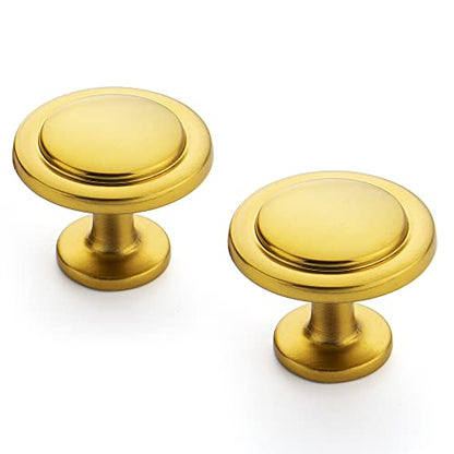 Ravinte 3 Pack 1-1/4 Inch Kitchen Cabinet Knobs - Brushed Brass Zinc Drawer Pulls and Door Handles for Dresser Drawers - color: Brushed Brass
