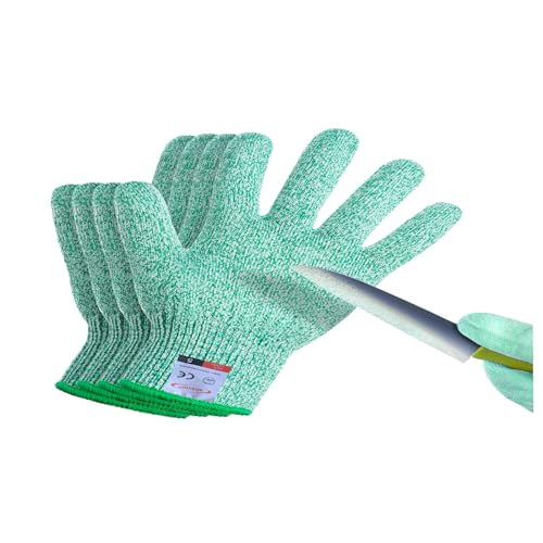 2 Pairs Cut Resistant Gloves for Kids 10-13 Years, Level 5 Protection Cutting Gloves Food Grade for Cooking, Whittling, Wood Carving, Gardening and DIY(Green-XS) - color: Green, size: X-Small (Pack of 4)