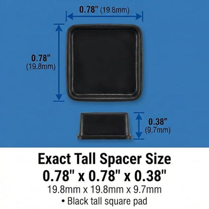 Black Tall Square Adhesive Rubber Bumper Pads - Made in USA – Rubber Feet for Speakers, Electronics, Furniture, Appliances, Audio Equipment - 20 Pieces - size: 20 Pcs Black