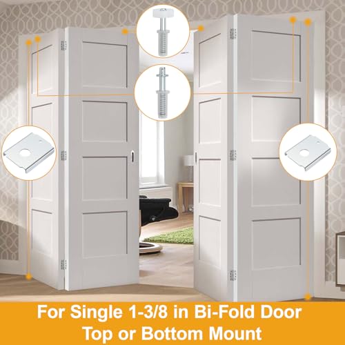 Bifold Door Repair Kit for 1-3/8 in Wood Doors, Includes N7192 Bi-Fold Door Repair Bracket & N7266 Top Pivot with Guide Wheel, Folding Closet Door Hardware Replacement