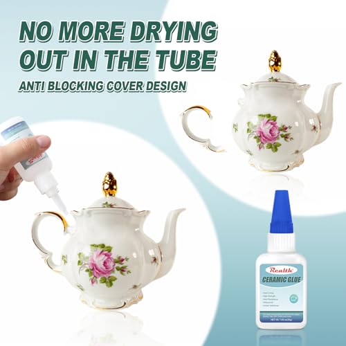 Ceramic Glue Clear 30g, Food Safe Glue for Ceramic Repair, Waterproof for Bonding Porcelain, Pottery & China, Dishes, Tiles, DIY Crafts,with Anti-Clog Cap - size: 30g, style: Ceramic Glue