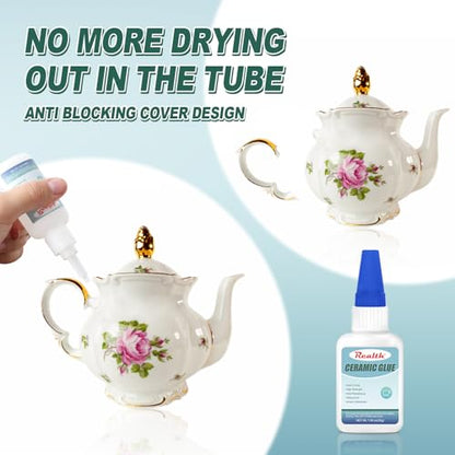 Waterproof Ceramic Glue 60g, Tile Clear Glue for Porcelain and Pottery, Instant Drying Heat-Resistant Waterproof for Bonding Ceramic Dishes DIY Crafts, with Anti-Clog Cap - size: 60g, style: Ceramic Glue