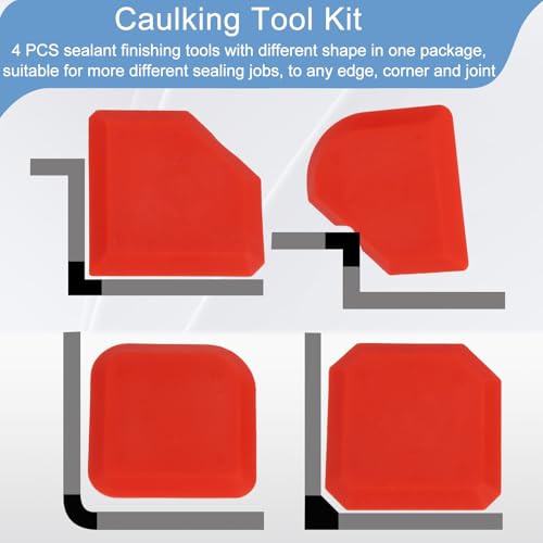 4-Piece Caulking Tool Kit, Silicone Sealant Remover and Smoother Set for Kitchen, Bathroom, Floor