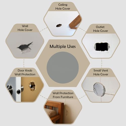 RUBBER BOND 2-Pack Ceiling Cover Plate Wall Hole Cover - 7-inch Round Self-Adhesive Plate for Ceilings or Wall - Gray - color: Grey