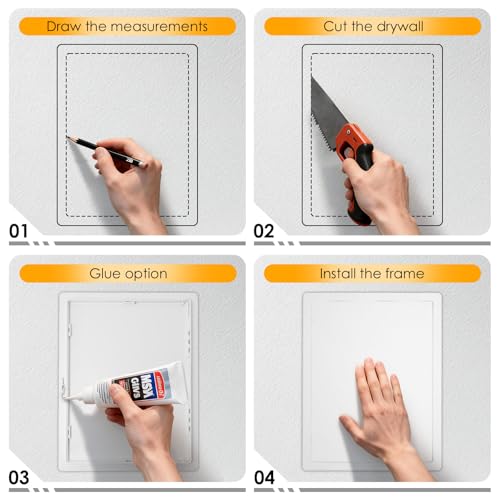 Suteck Plumbing Access Panel for Drywall Ceiling 12 x 16 Inch Reinforced Plastic Wall Access Doors Removable Hinged White - size: 12x16 inch